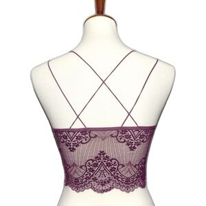 Gilly Hicks Seamless Lace Back Crop Top/Bralette in Mauve Size Large